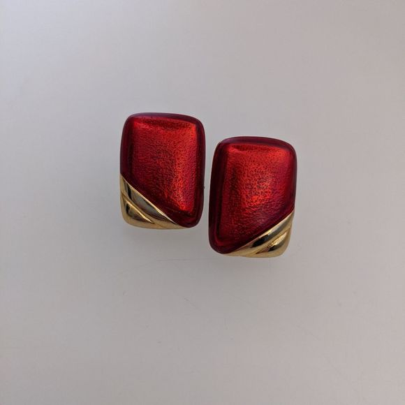 Vintage Candy Red Apple Earrings - Picture 2 of 4
